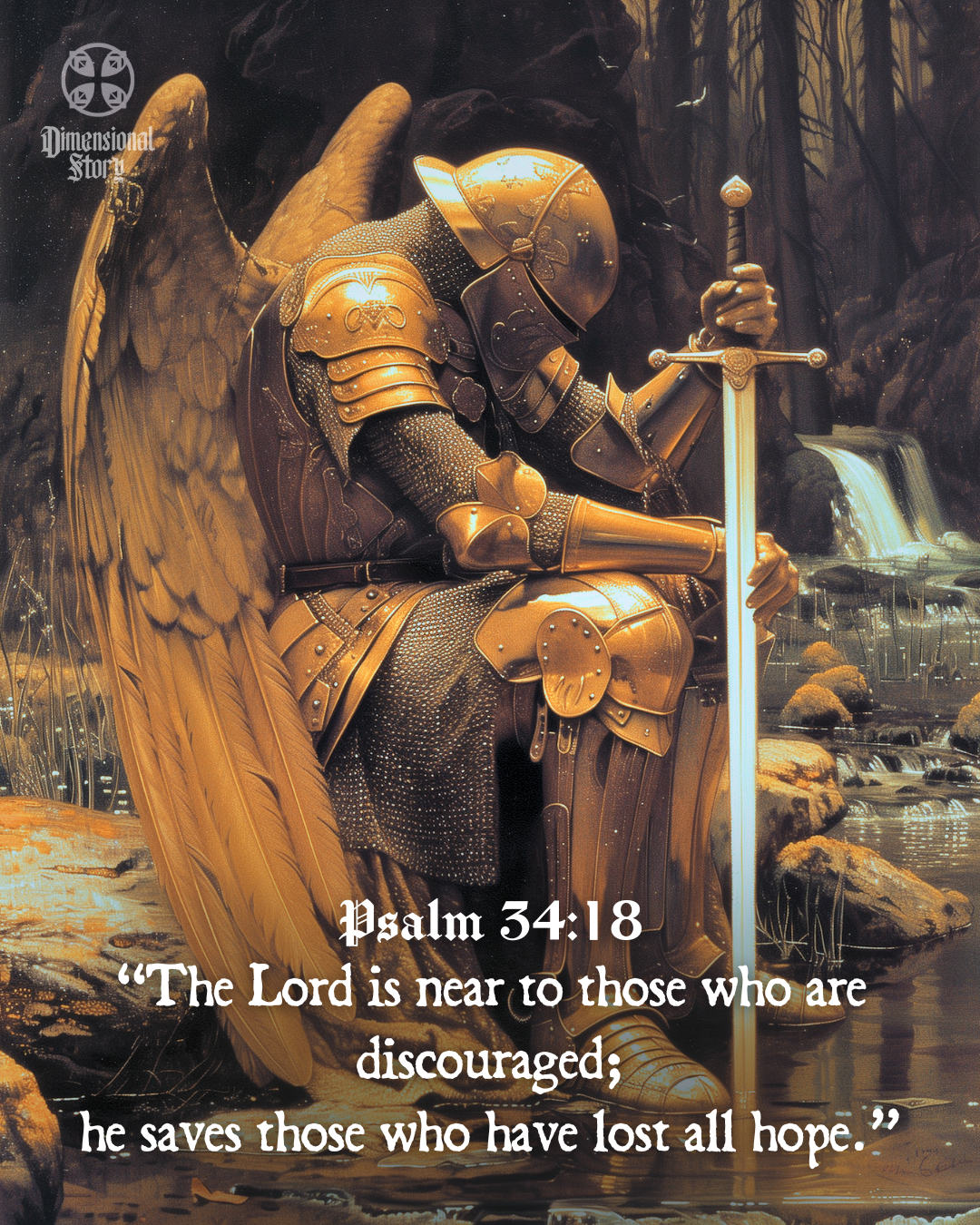 Knight of God - Psalm 34:18 - DimensionalStory - Christian Wall Art Print