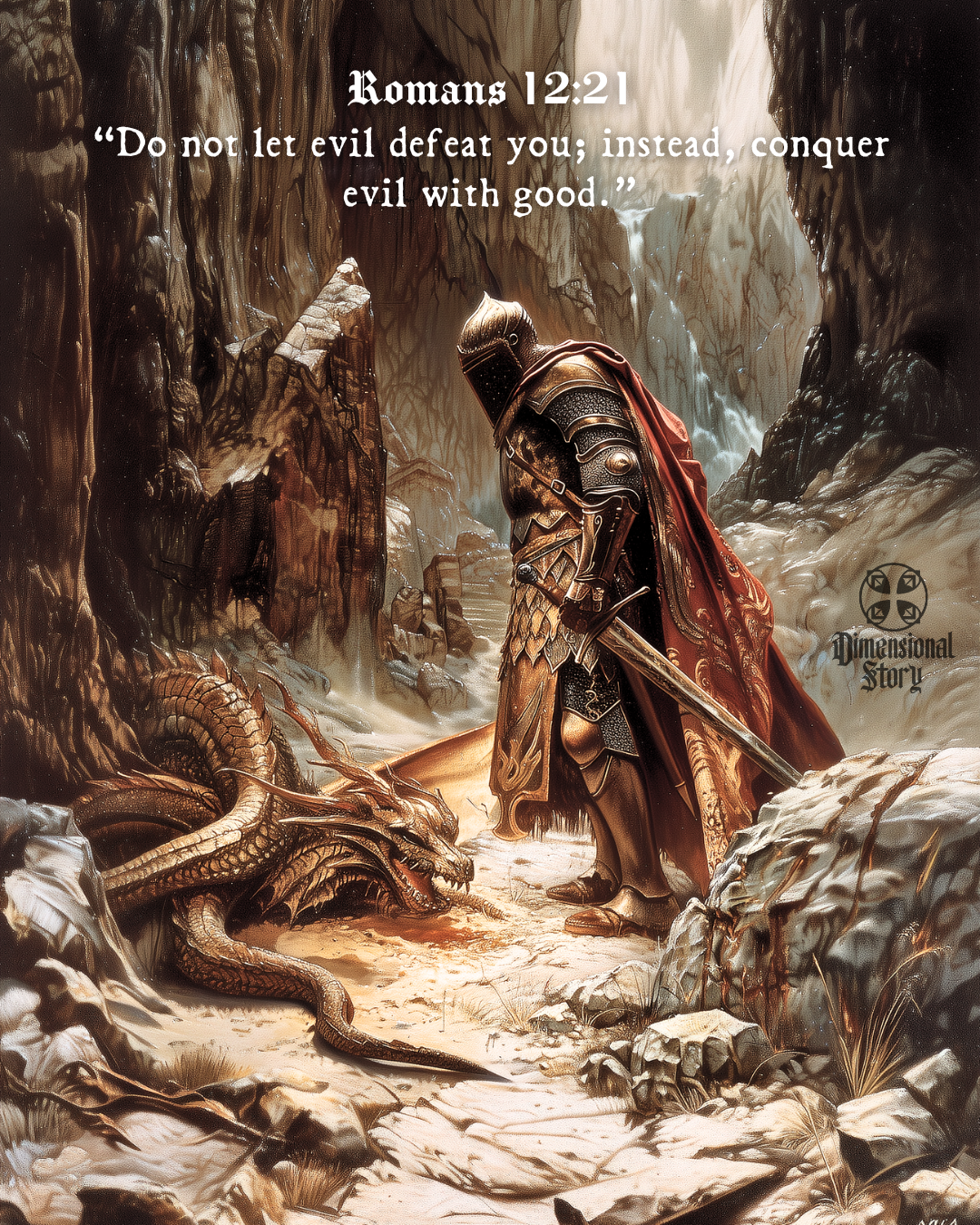 Knight of God - Romans 12:21 - DimensionalStory - Christian Wall Art Print