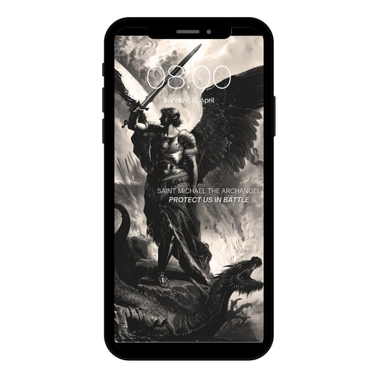 Saint Michael Archangel Protect Us In Battle Wallpaper - Divine Battle Scene
