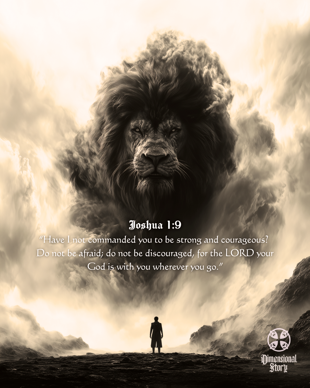 Lion of Judah - Joshua 1:8 - God Is With You - DimensionalStory - Christian Wall Art Print