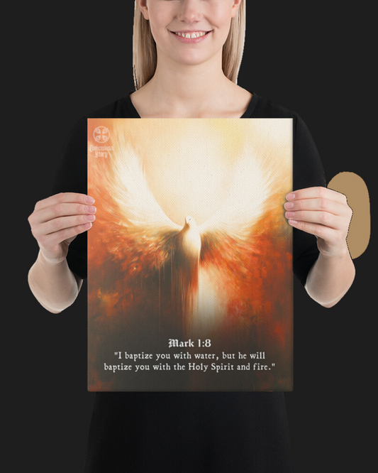 Dove Holy Spirit Wall Art - Bible Scripture Mark 1:8 Christian Quote Print - Dimensional Story