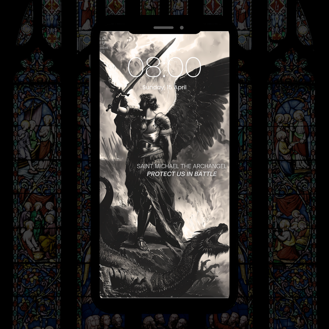 Saint Michael Archangel Protect Us In Battle Wallpaper - Divine Battle Scene