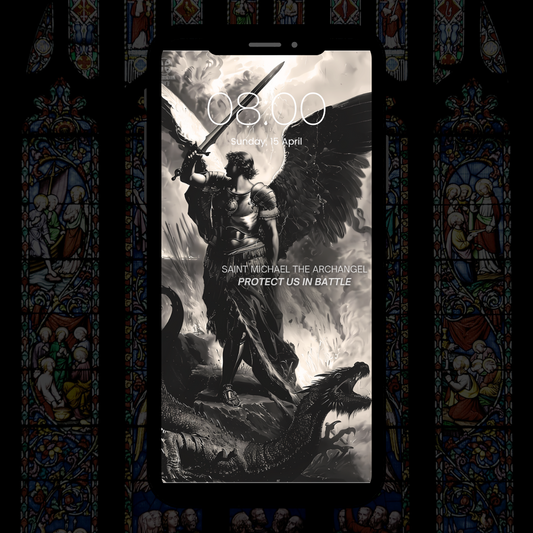 Saint Michael Archangel Protect Us In Battle Wallpaper - Divine Battle Scene