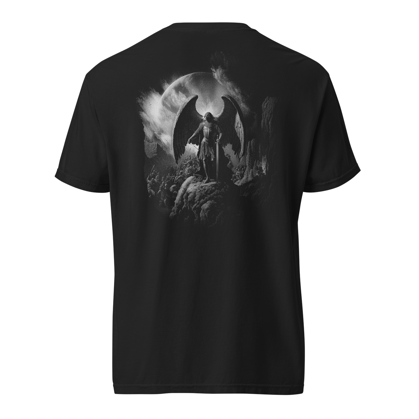 Saint Michael Archangel Warrior with Moonrise Unisex Heavyweight T-shirt