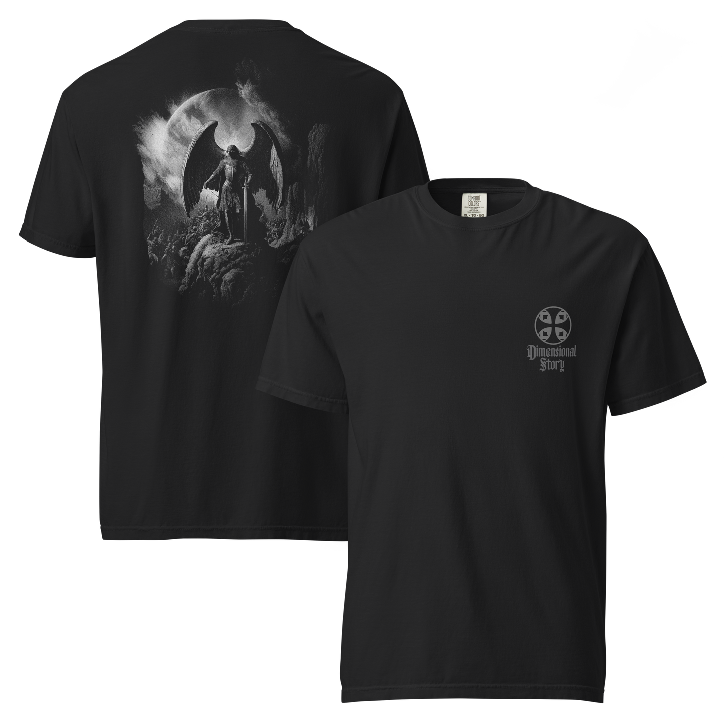 Saint Michael Archangel Warrior with Moonrise Unisex Heavyweight T-shirt