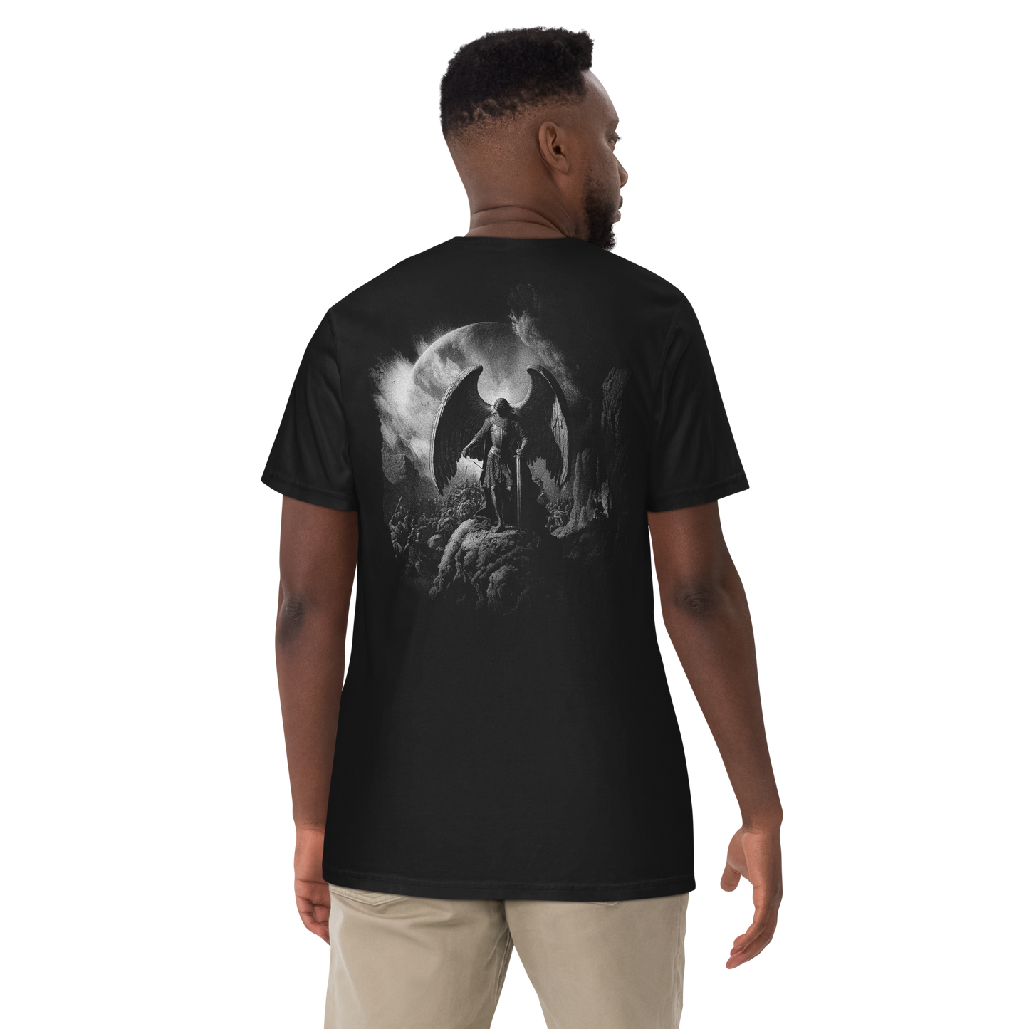 Saint Michael Archangel Warrior with Moonrise Unisex Heavyweight T-shirt