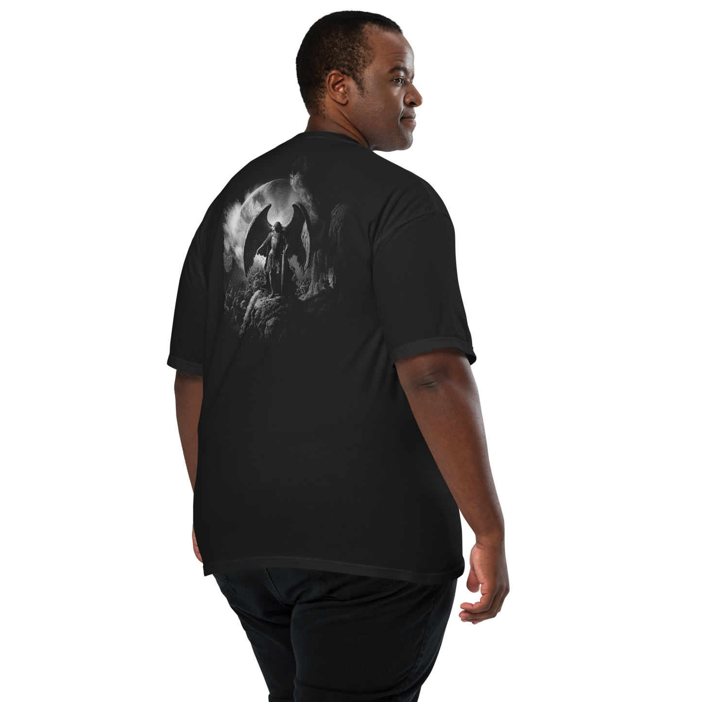 Saint Michael Archangel Warrior with Moonrise Unisex Heavyweight T-shirt