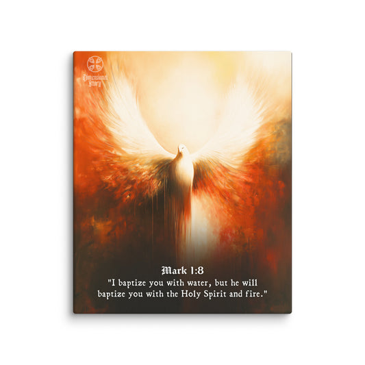 Dove Holy Spirit Wall Art - Bible Scripture Mark 1:8 Christian Quote Print - Dimensional Story