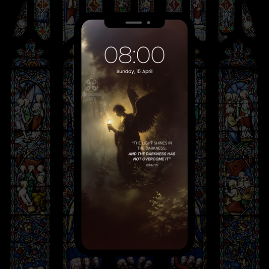 Angel of Light - Bible Verse John 1:5 Phone Wallpaper